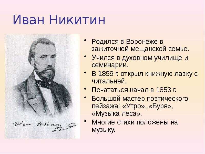 Сообщение о иване никитине