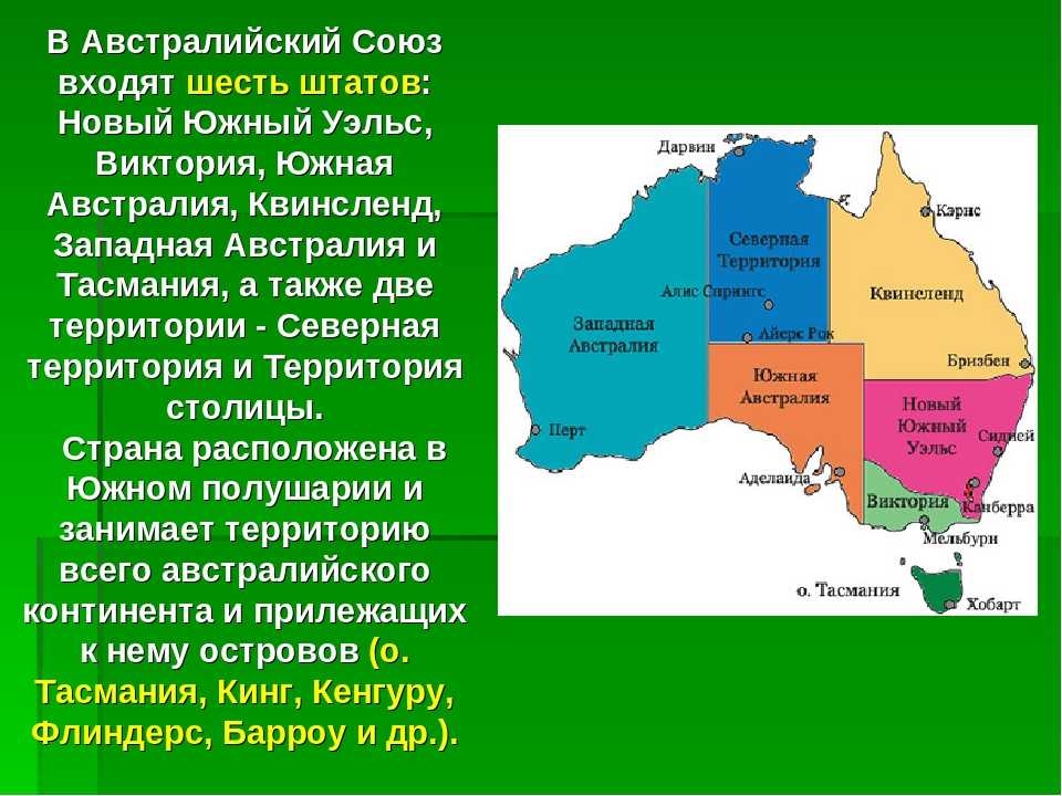 Описание страны австралия по плану 7 класс