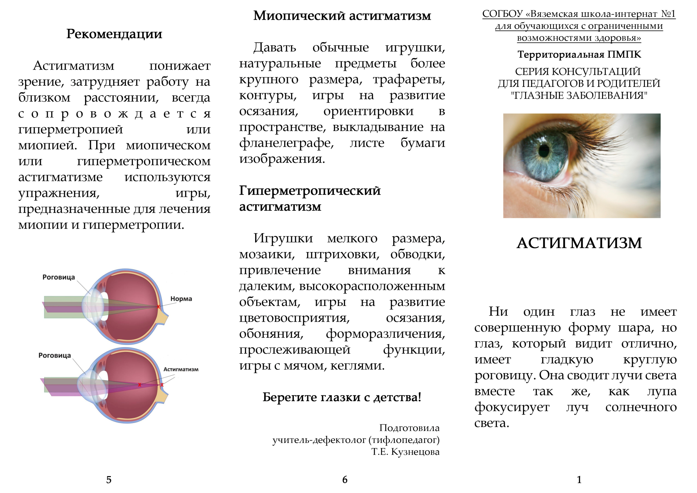 Нарушение функций органов зрения и их профилактика проект