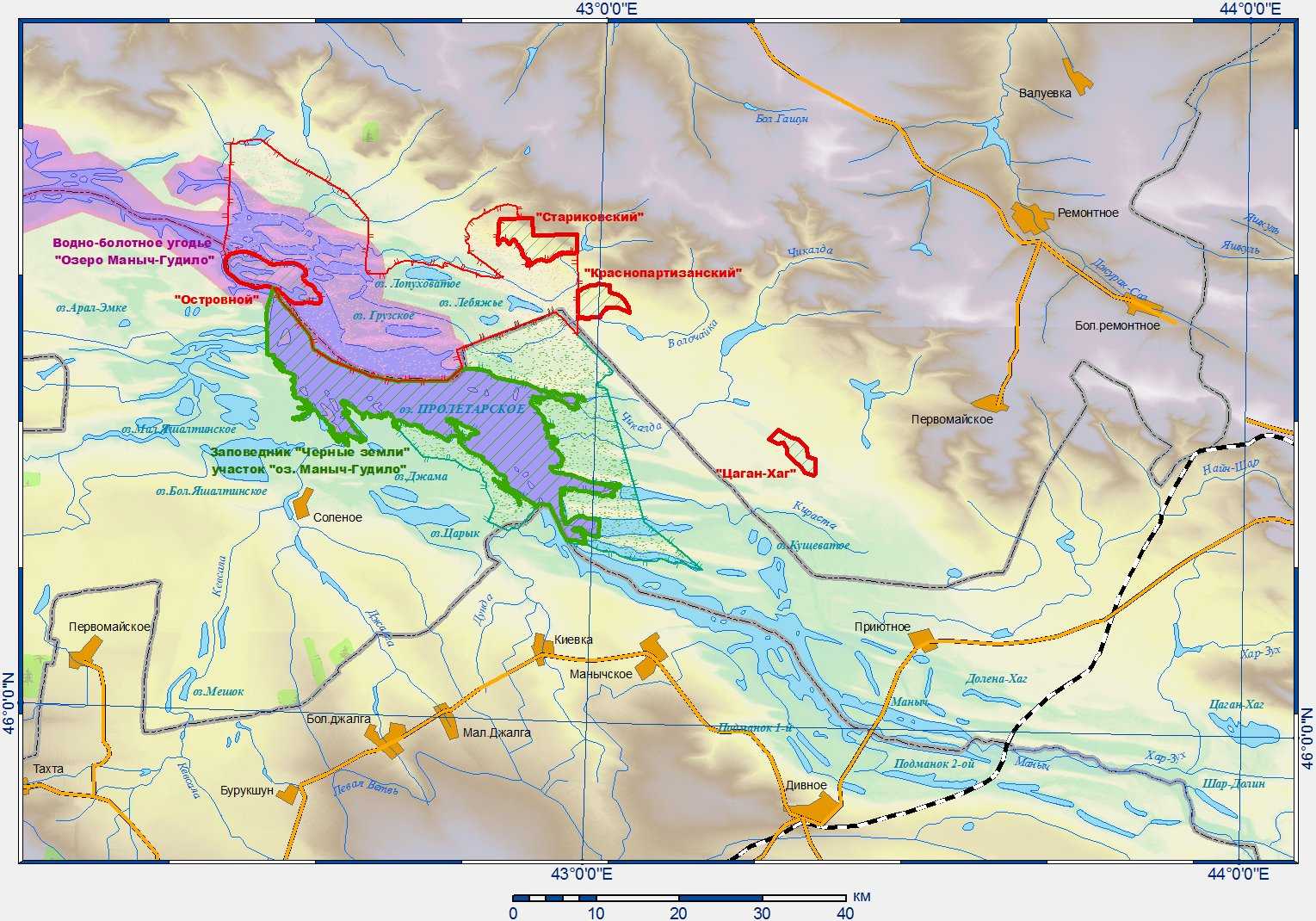 Река Маныч Гудило на карте