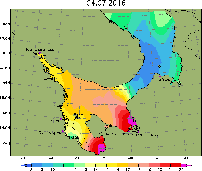 Температура моря карта