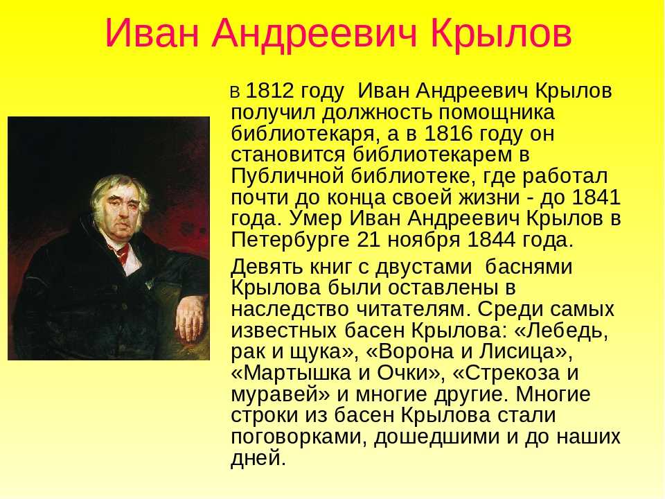 Крылов биография и творчество 3 класс школа россии презентация