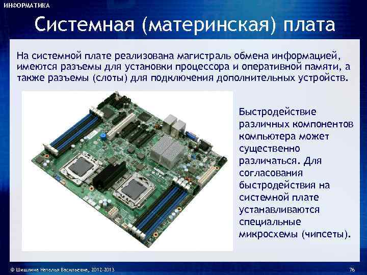 Презентация по информатике материнская плата