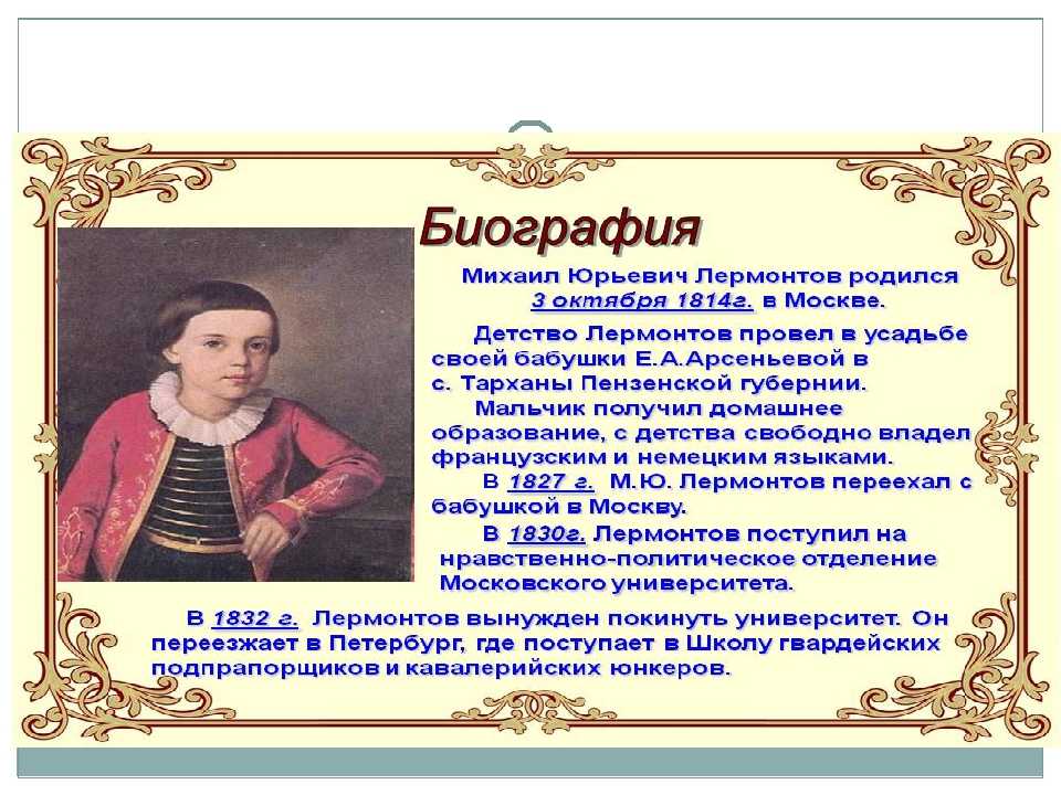 Презентация на тему лермонтов жизнь и творчество