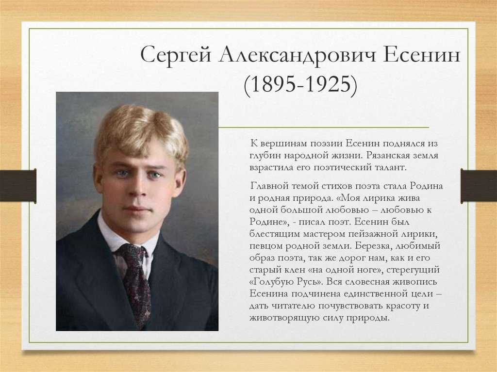 Сергей есенин презентация 4 класс