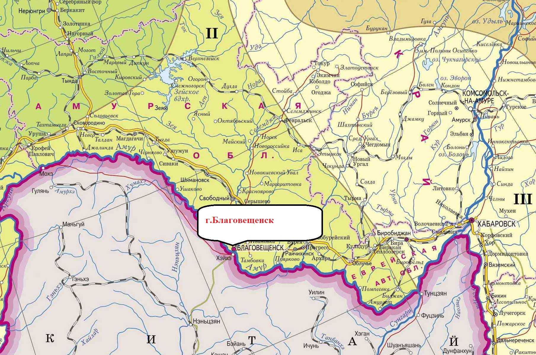 Карта россии благовещенск на карте