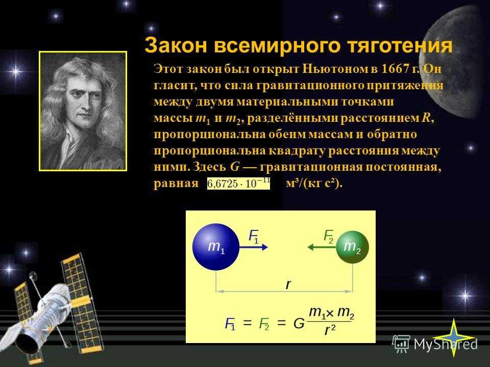 Сила притяжения на орбите. Ньютон открыл закон Всемирного тяготения. Закон Всемирного тяготения Ньютона формула.