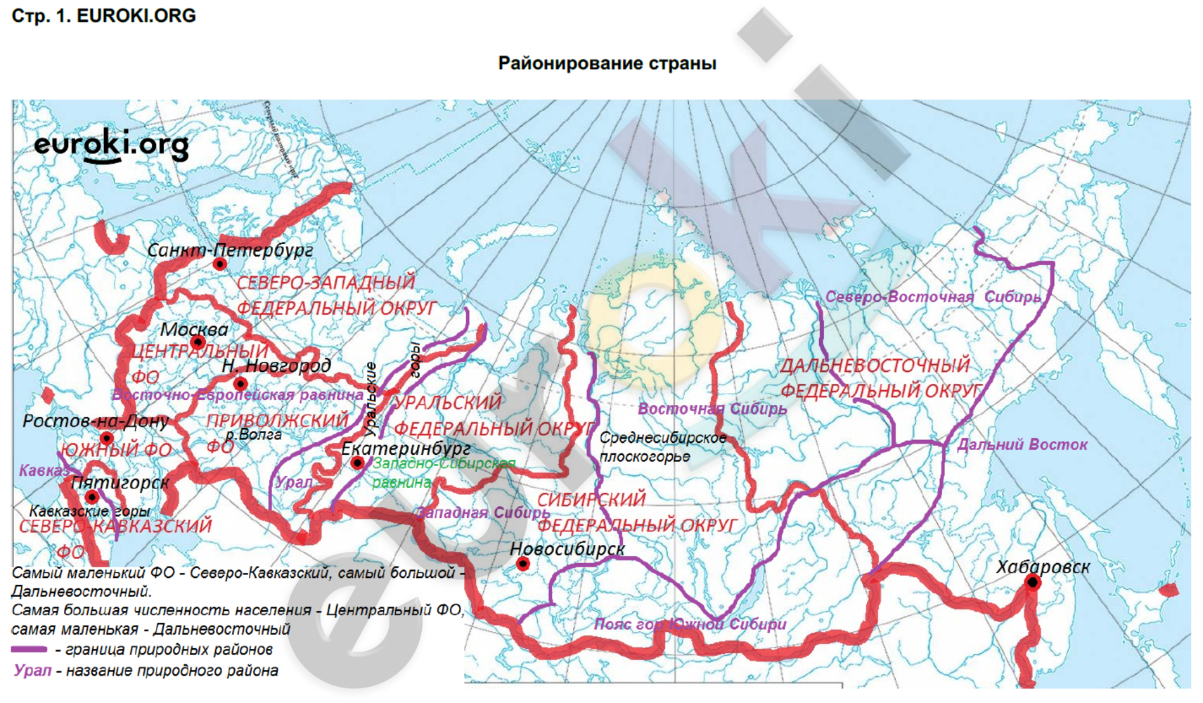 Контурная карта по географии 9 класс границы России