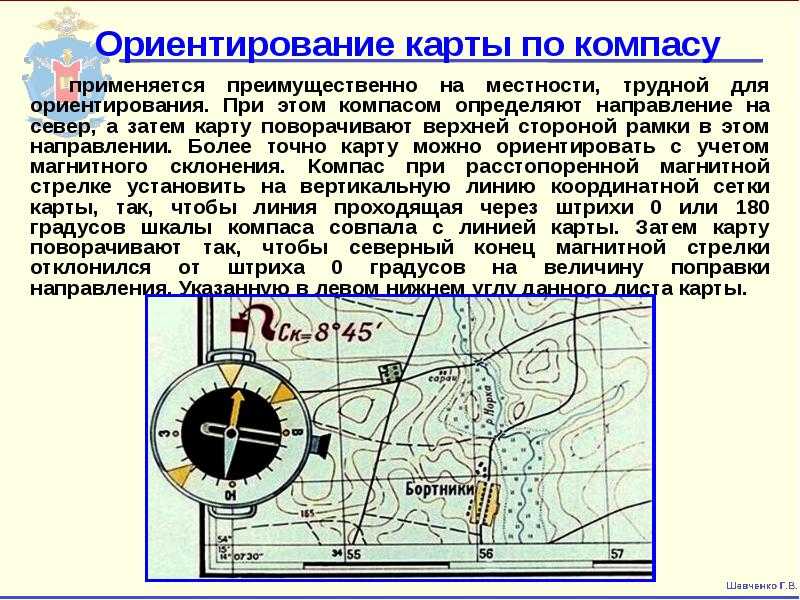 Определение сторон горизонта по плану местности