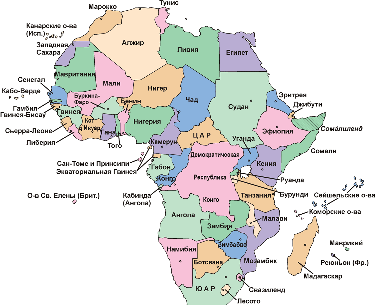 Африка страны и столицы список карта. Страны Африки список на карте. Государства Африки и их столицы на карте. Страны Африки на карте на русском.