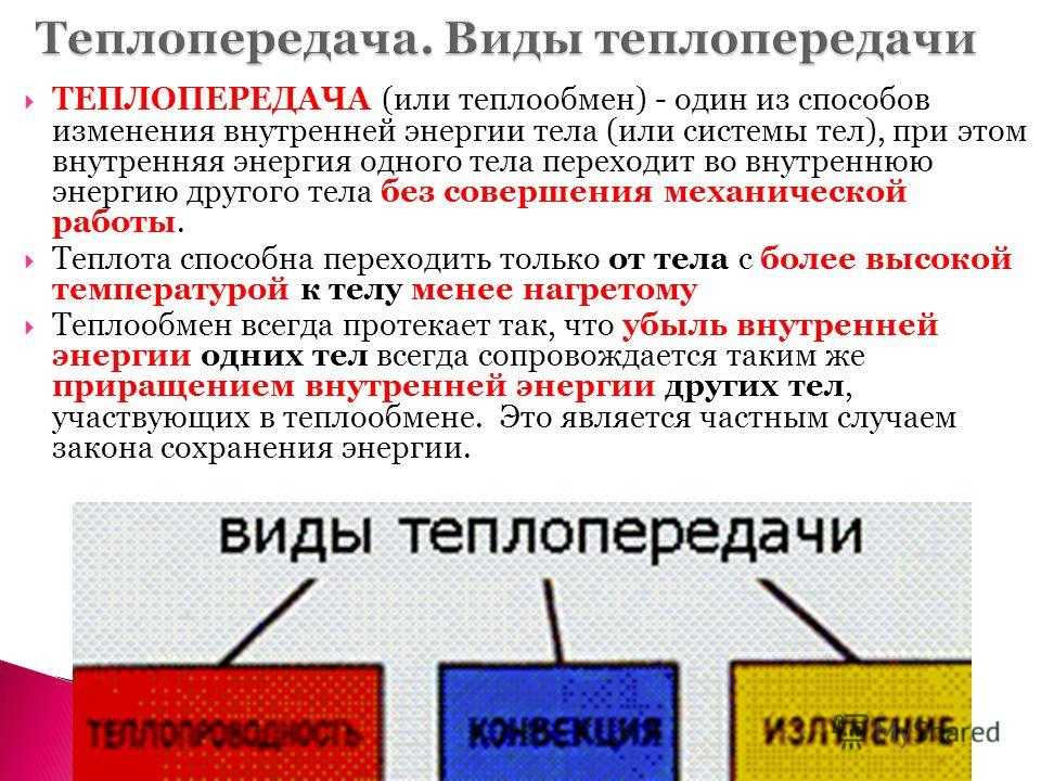 Виды теплообмена. Теплопроводность конвекция излучение. Виды передачи тепла. Виды теплопередачи. Работа и теплоотдача как способы изменения внутренней энергии.