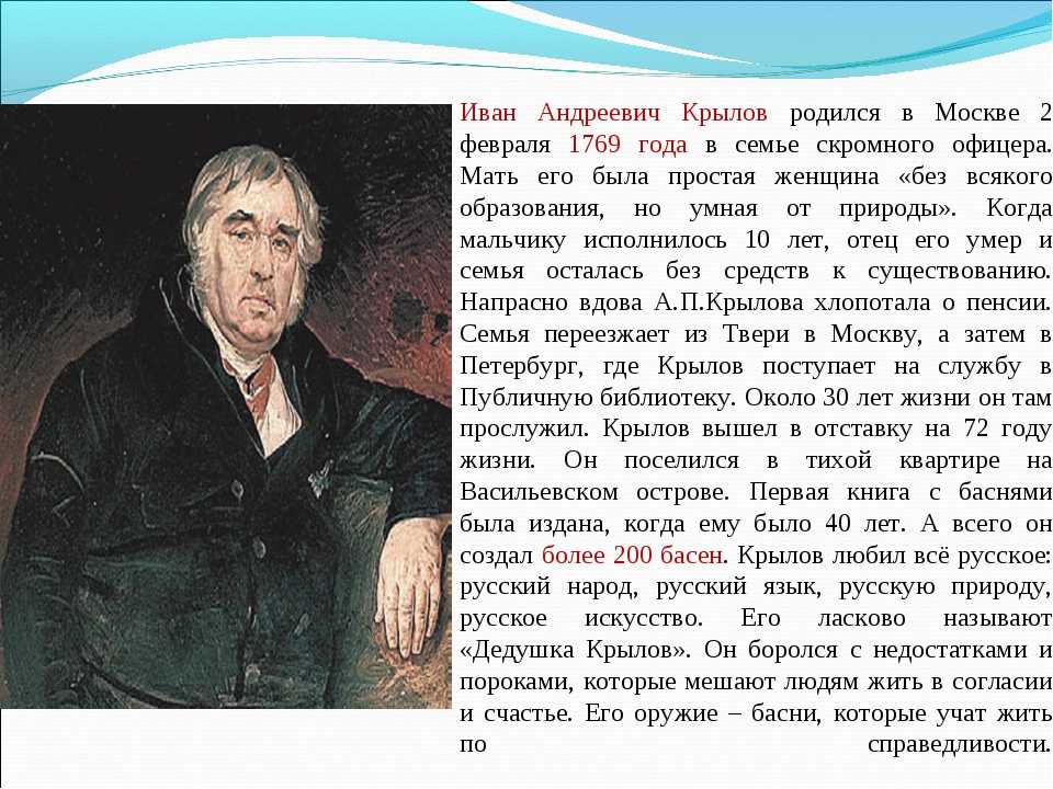 Крылов биография и творчество 3 класс школа россии презентация