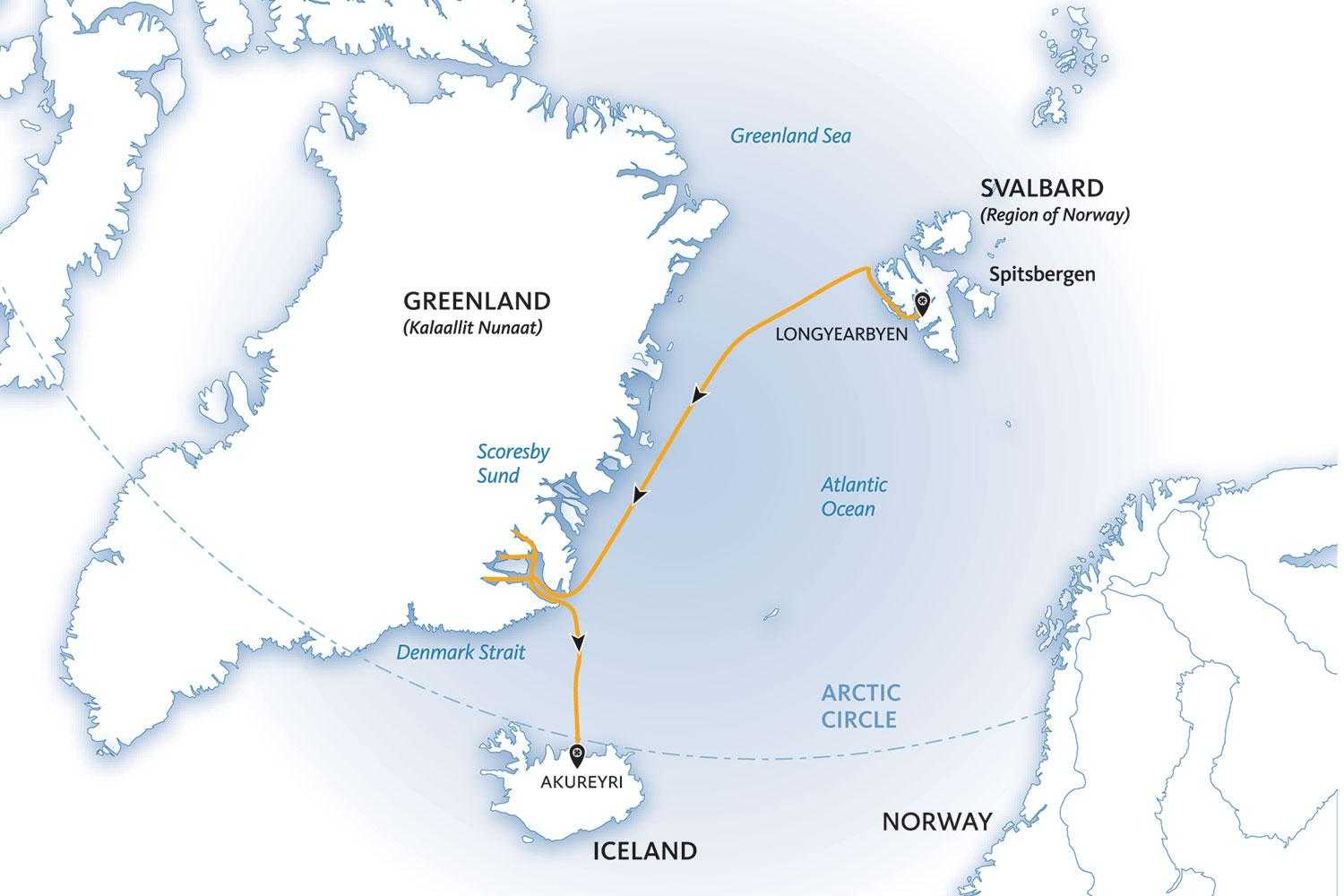 Гренландия и Арктика на карте