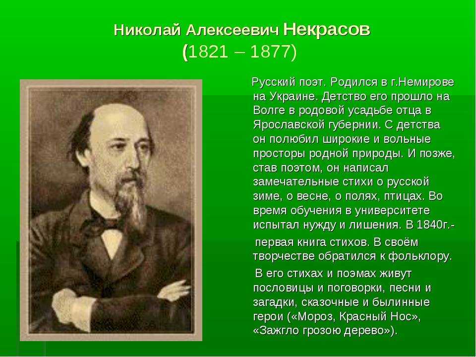 Николай некрасов презентация